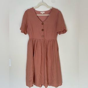 Roolee Salmon eyelit midi dress